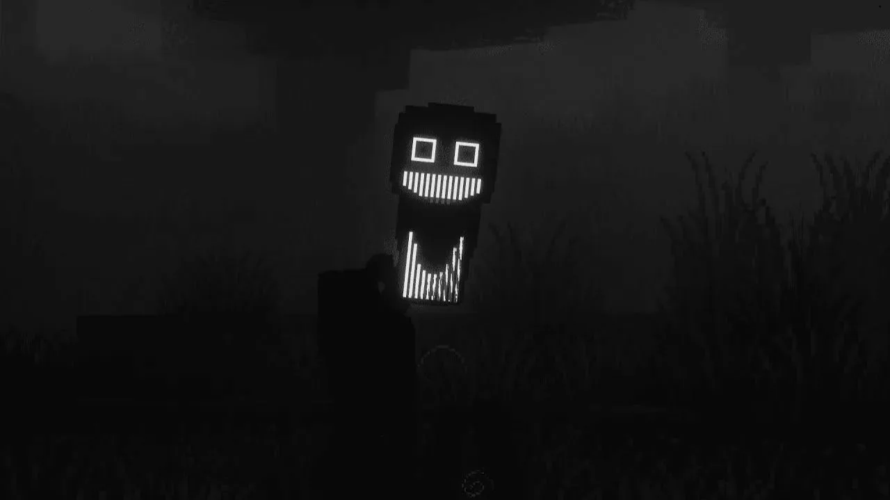 Хоррор-существо в тёмном лесу Minecraft
